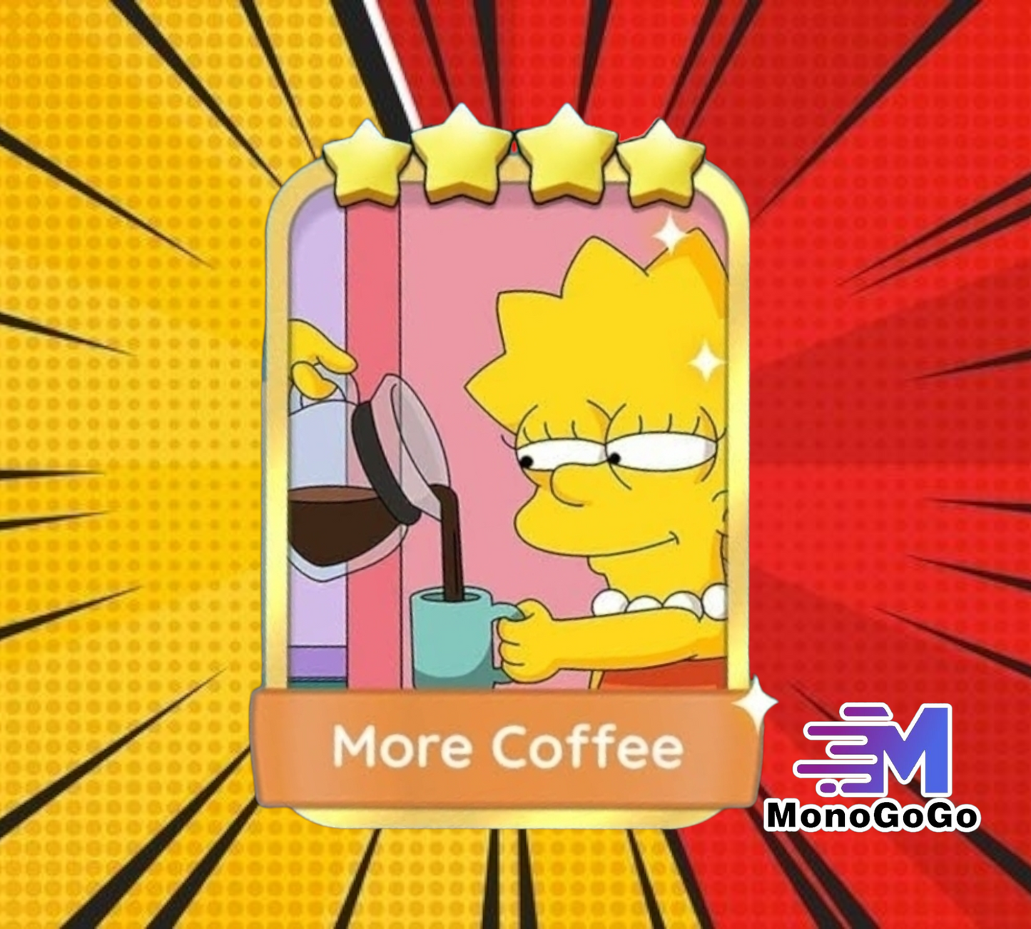 More Coffee - Set 16-6 - Monopoly Go 4 Star Gold Sticker
