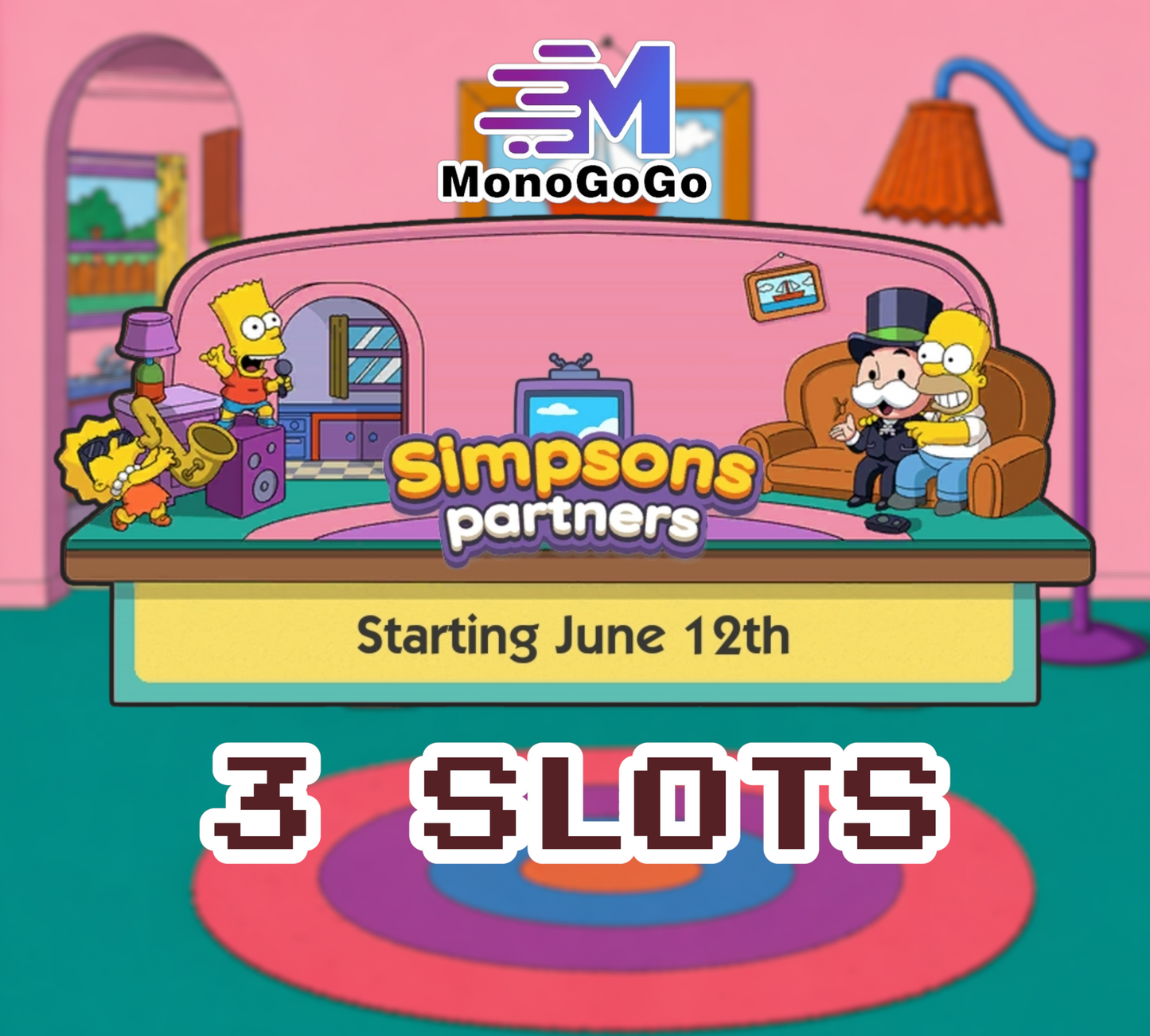 3 SLOTS For Simpsons Partners Event - Monopoly Go